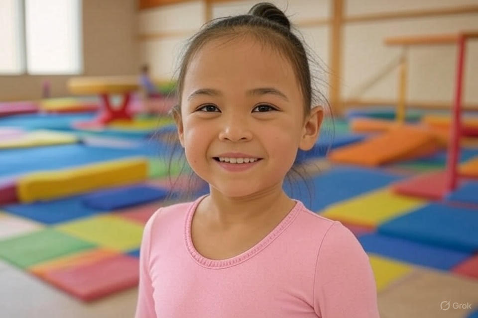 Preschool Gymnastics Class girls smiling closeup